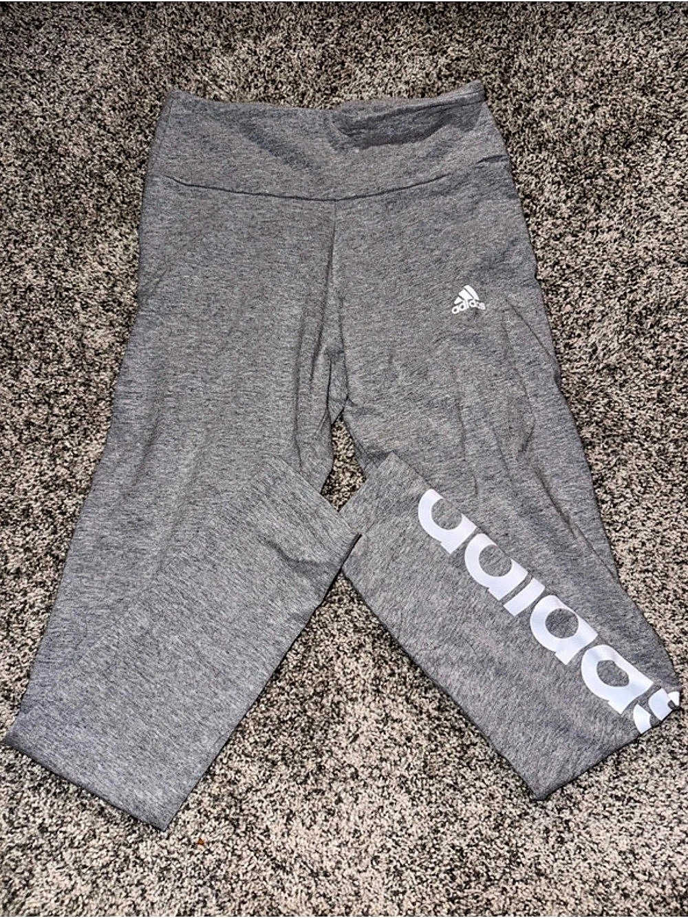 adidas Essentials High-Waisted Logo Leggings Gray Small